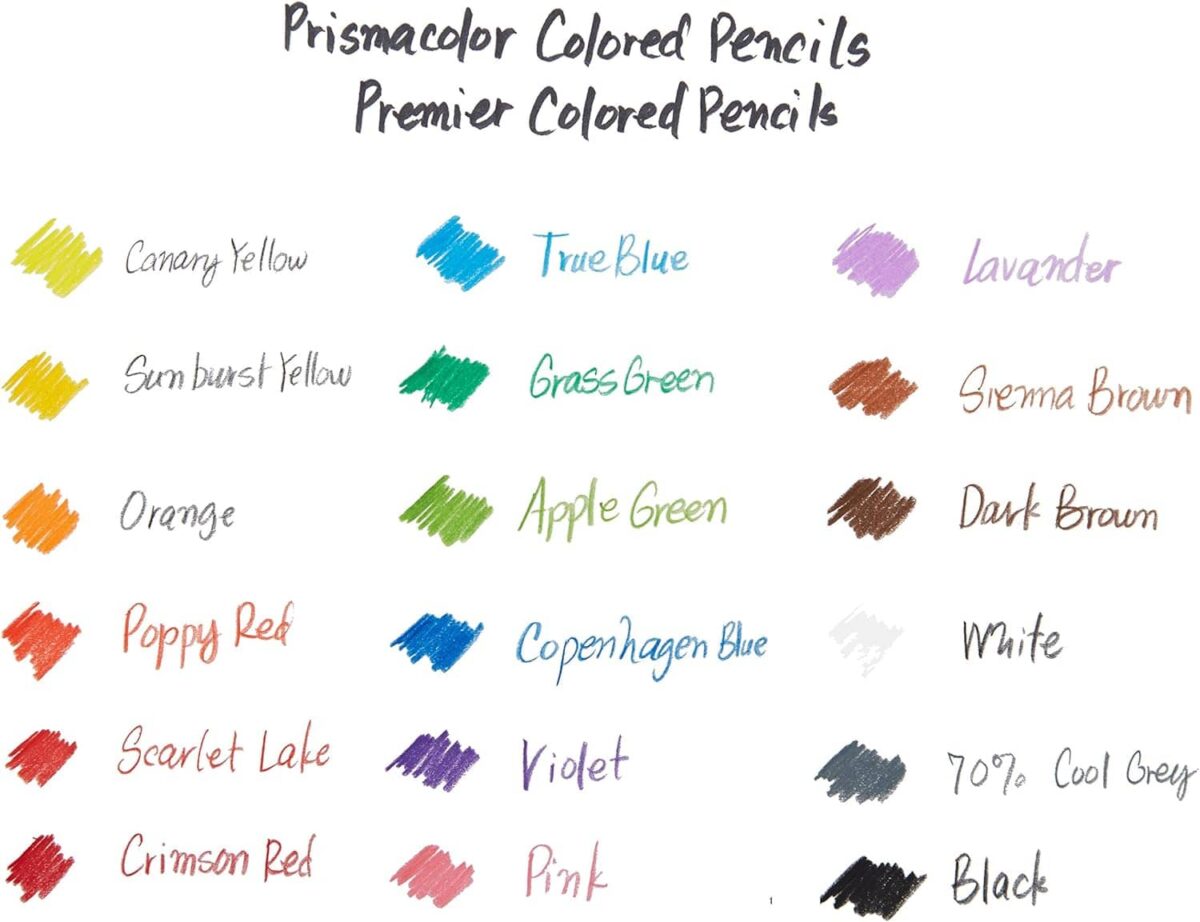 colored pencil testing swatches