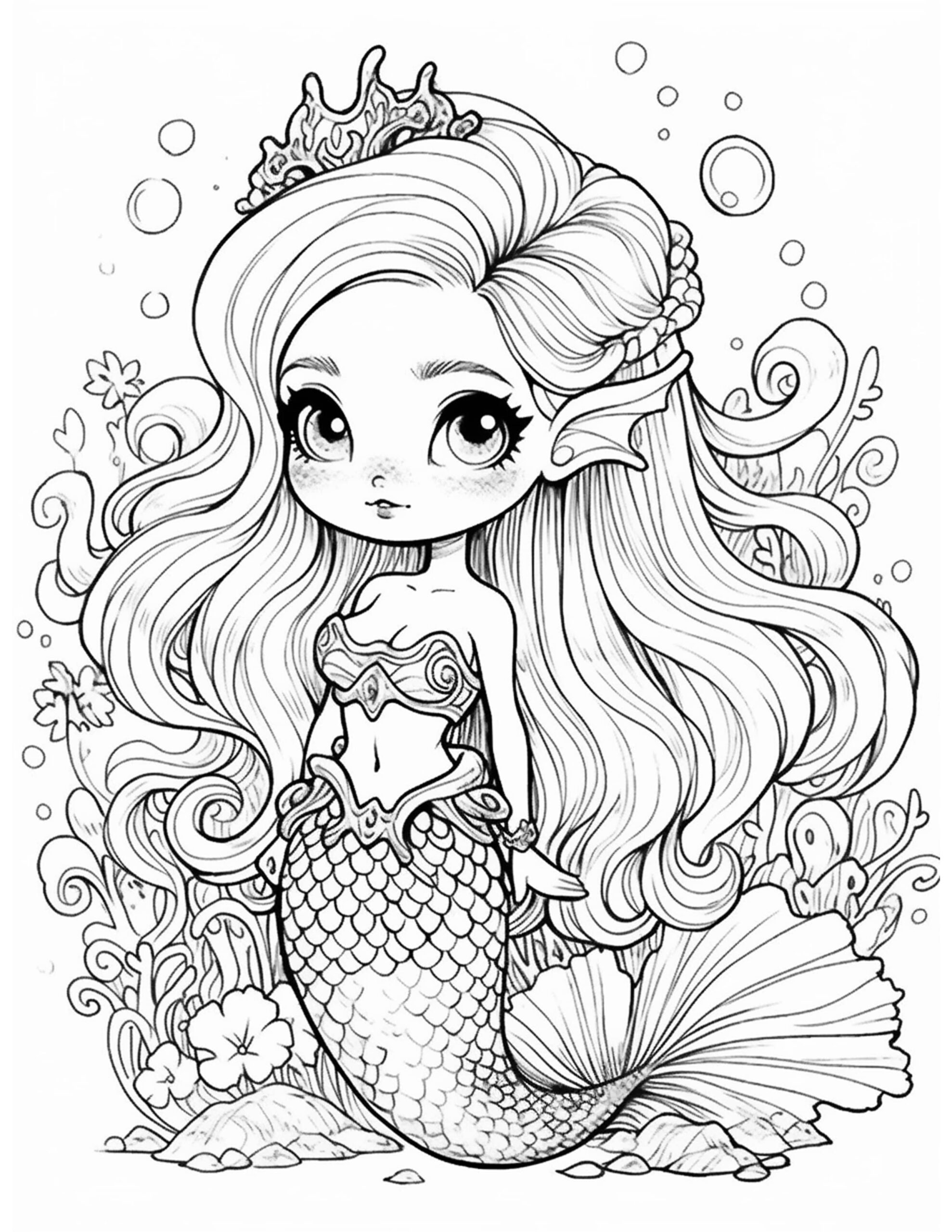 Mermaid Coloring Pages - The Poppy Jar