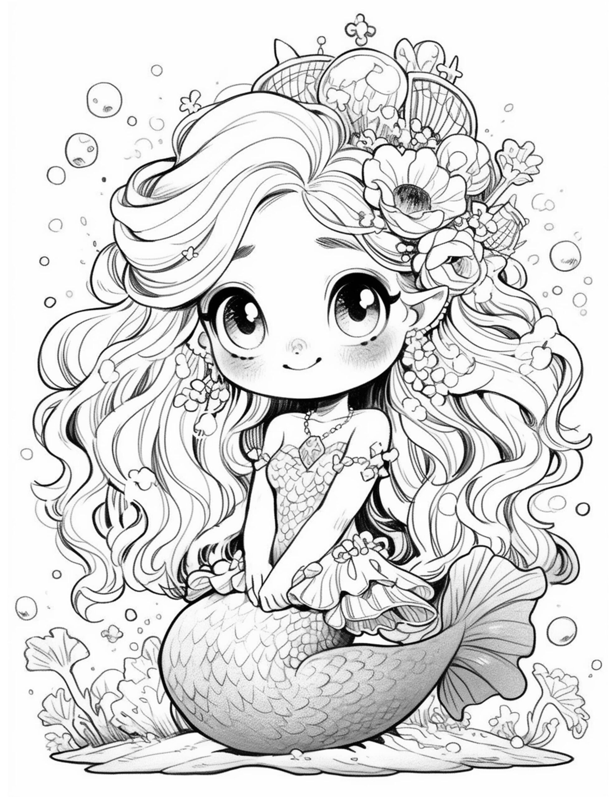 Mermaid Coloring Pages - The Poppy Jar