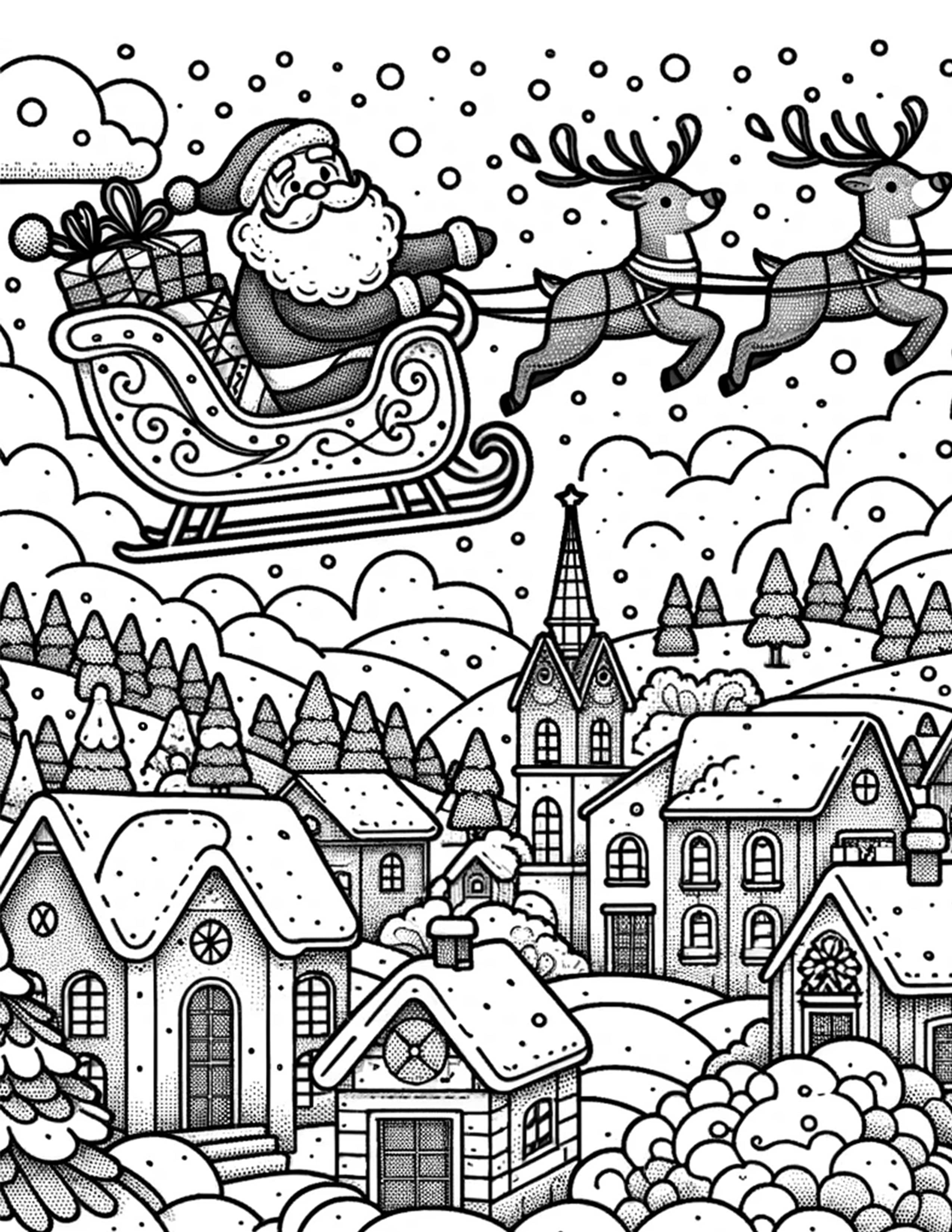 Santa flying thru air